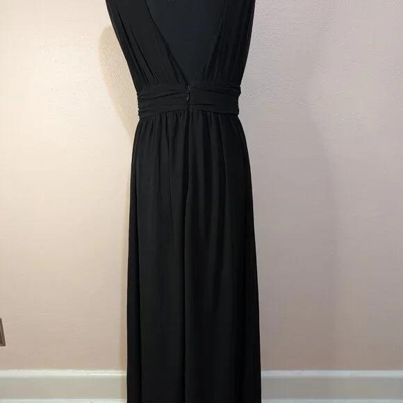 Lulus Size Medium Heavenly Hues Black Chiffon Deep V-Neck Maxi Dress - Picture 7 of 12